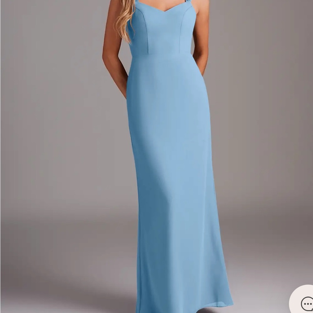 Azazie Denice Steel Blue Maxi Dress